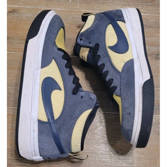 NIKE SB REACT Leo Baker Thunder Blue Saturn Gold Skate Shoes Men\'s Sz 6.5 Wmns 8